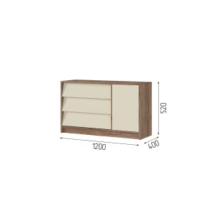 РЕЙН КМ 01 Комод 1200 (1200х720х400) Фасад КАШЕМИР/Корпус ДУБ КРАФТ ТАБАЧНЫЙ Краснодар