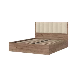 купить рейн кр 01 кровать 1.4х2.0 (1440х1110х2052) велюр бежевый/корпус дуб крафт табачный в Краснодаре