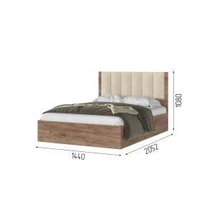 РЕЙН КР 01 Кровать 1.4х2.0 (1440х1110х2052) Велюр БЕЖЕВЫЙ/Корпус ДУБ КРАФТ ТАБАЧНЫЙ Краснодар