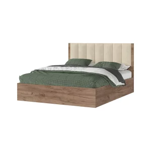 РЕЙН КР 02 Кровать 1.6х2.0 (1640х1110х2052) Велюр БЕЖЕВЫЙ/Корпус ДУБ КРАФТ ТАБАЧНЫЙ