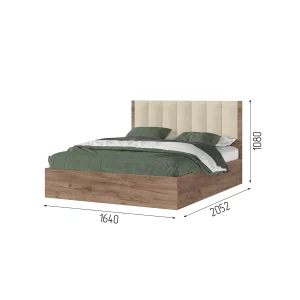 РЕЙН КР 02 Кровать 1.6х2.0 (1640х1110х2052) Велюр БЕЖЕВЫЙ/Корпус ДУБ КРАФТ ТАБАЧНЫЙ Краснодар
