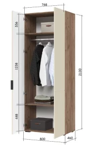 купить соната шк 02 шкаф 2-х створчатый (800х2100х460) фасад мдф моно керамика/корпус дуб крафт табачный в Краснодаре